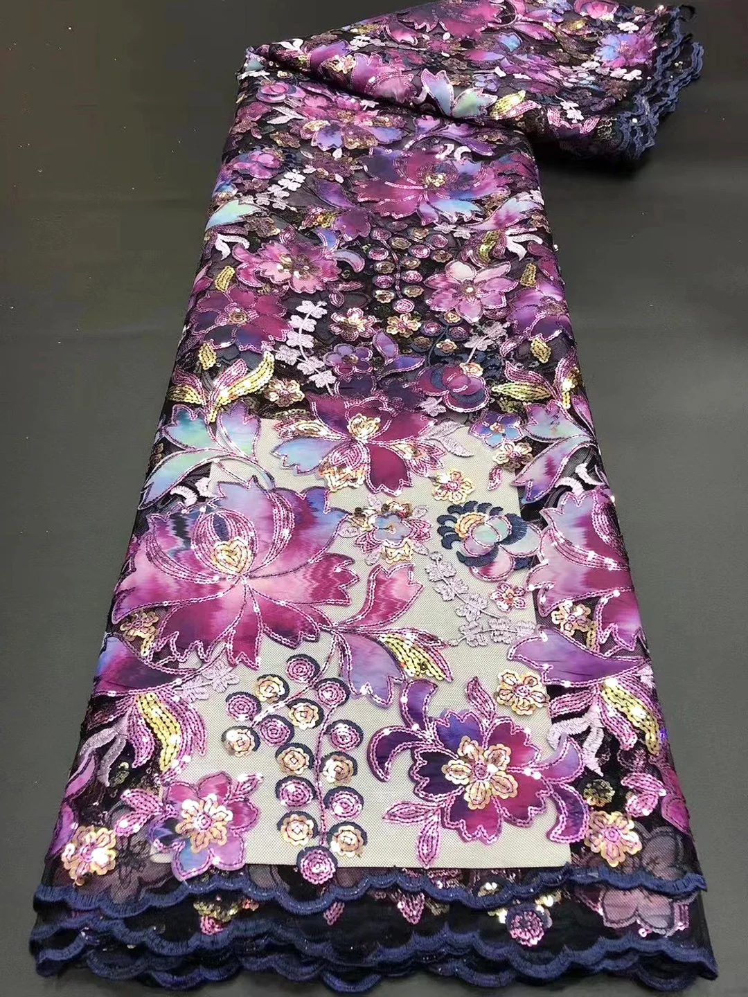 

African Sequin Mesh Lace Fabric 2021 High Quality Elegant Nigeria Lace Fabric Sewing French Tulle Lace Material HD5013