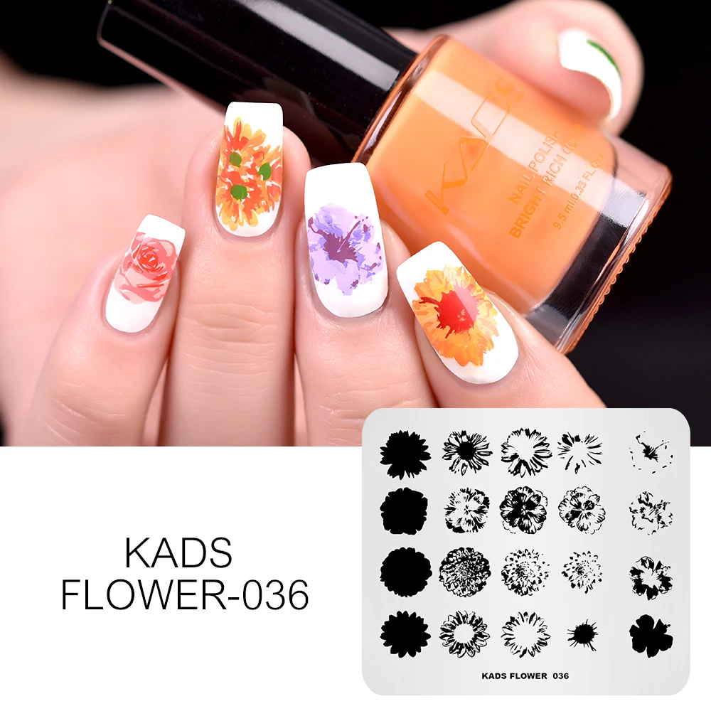 KADS Flower 036 напечатанный цветок шаблоны DIY изображения маникюрные инструменты трафарет для ногтей штамп пластина для стемпинга для нейл-арта