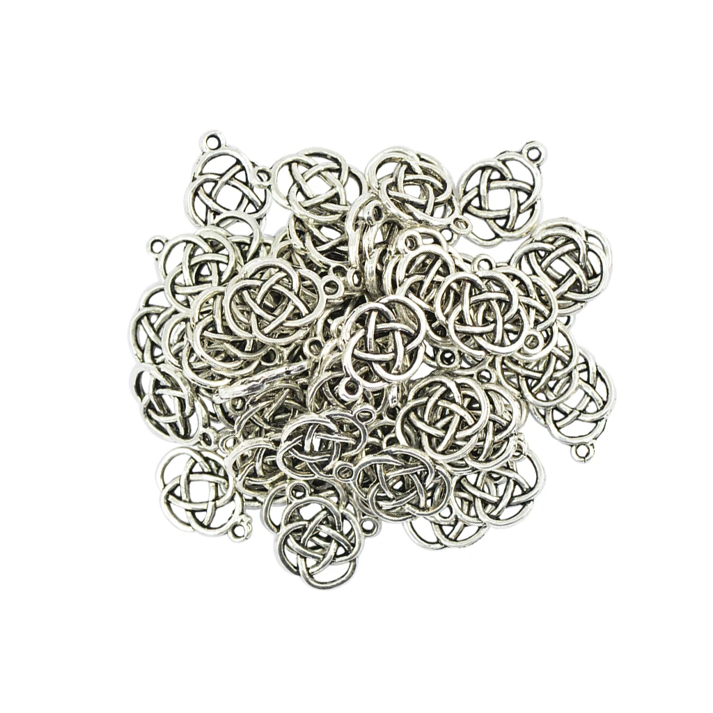 50 Pieces Tibetan silver color Knot Oval Shape Jewelry Making Charms Pendant DIY Craft Earring Bracelet