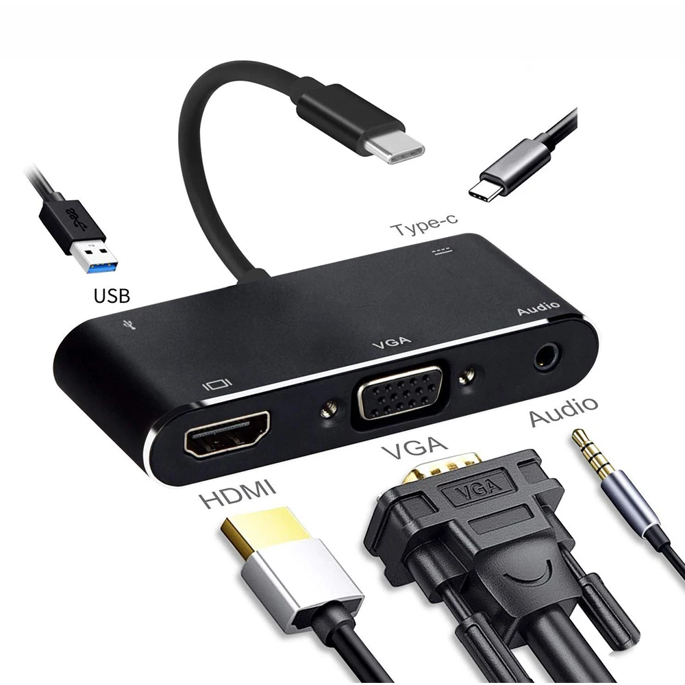 Док станция 5 в 1 с USB хабом док разъемом 3 0 портами Type C HDMI VGA аудио для MacBook Pro usb