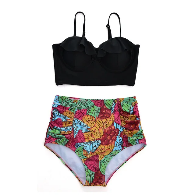 High Waist Bikini Set 2020 Biquini Plus Size Swimwear Women 3XL Print Swimsuit Bandage Bathing Swimming Suit Bikinis -8