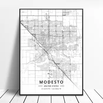 

Modesto Oklahoma City Sunnyvale Baton Rouge San Diego Chicago Unitedstates Map Canvas Art Poster