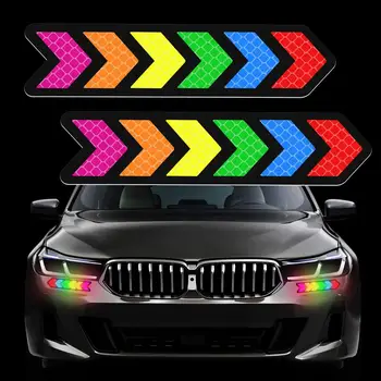 

2pcs Car Reflective Sticker Warning Strip Tape Traceless Protective Car Sticker Warn on Car Body Trunk Exterior Auto Accessories