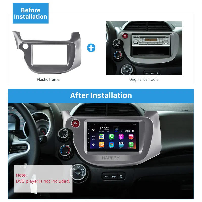 Harfey черный двойной Дин Радио Рамка фасции рамка CD отделка панель для 2008-2013 Honda Fit LHD аудио крышка Установки Монтажный комплект