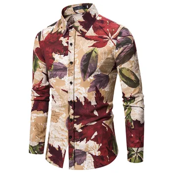 

2020 New Fashion Casual Men Shirt Long Sleeve Europe Style Slim Fit Shirt Men High Quality Cotton Floral Shirts Mens Clothes