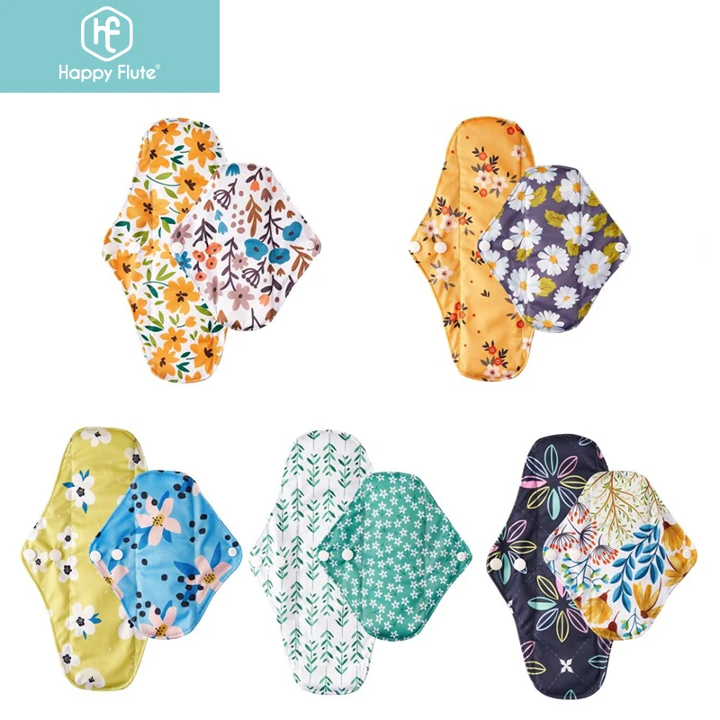 Happy Flute Reusable Sanitary Pads10 Pieces Bamboo Charcoal Washable And Waterproof Menstrual
