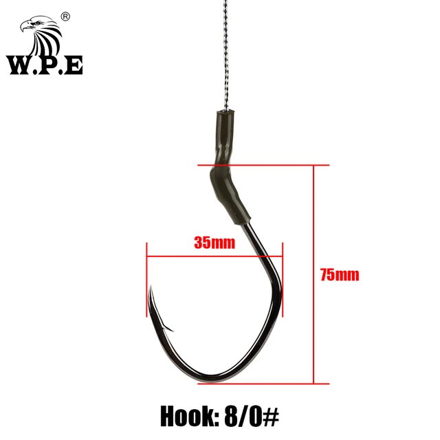 W.P.E Fishing Hook Catfish Rig 1pcs 8/0# High Carbon Steel Barbed