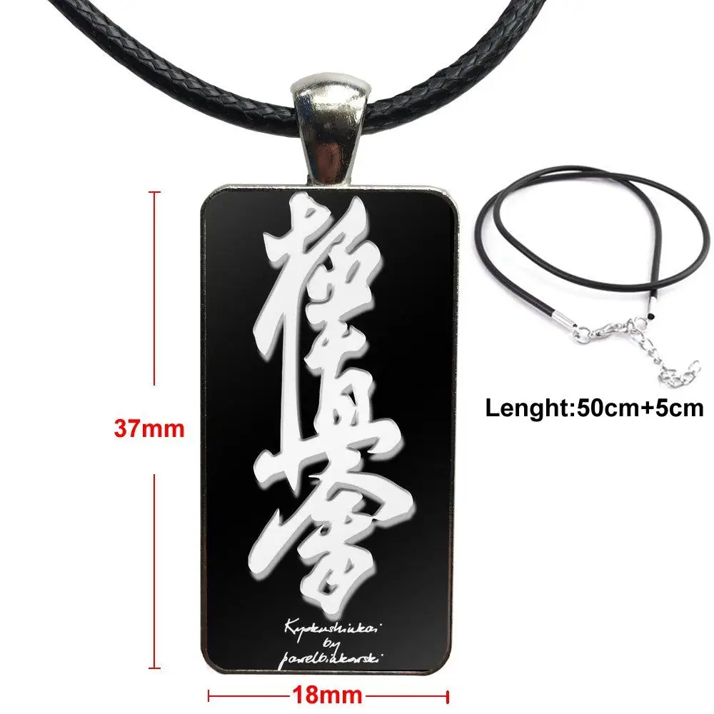 Oyama Kyokushin Каратэ для девочек лучший подарок стеклянный кулон ожерелье ручной работы половина кулон прямоугольное ожерелье - Окраска металла: as picture