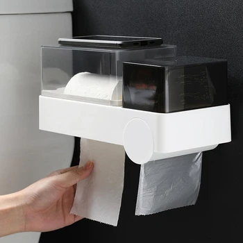 

Waterproof Bathroom Toilet Paper Holder Tissue Box Storage Box Bathroom Shelf Multifunctional Toilet Paper Rack White