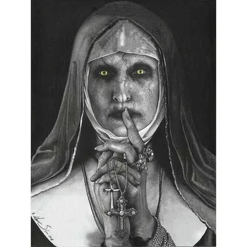 

Horror movie character diamond painting nun Home wall decoration Halloween gift 5D DIY full embroidery mosaic pattern craft