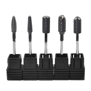 

5PCS Black Nail Grinding Head 3/32 Cuticle Clean Nail Drill Bit Manicure Tool