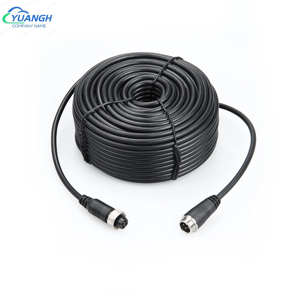 

4-Pin Aviation Video Extension Cable 5M 10M 15M 20M For Truck Bus Monitor Camera Connection