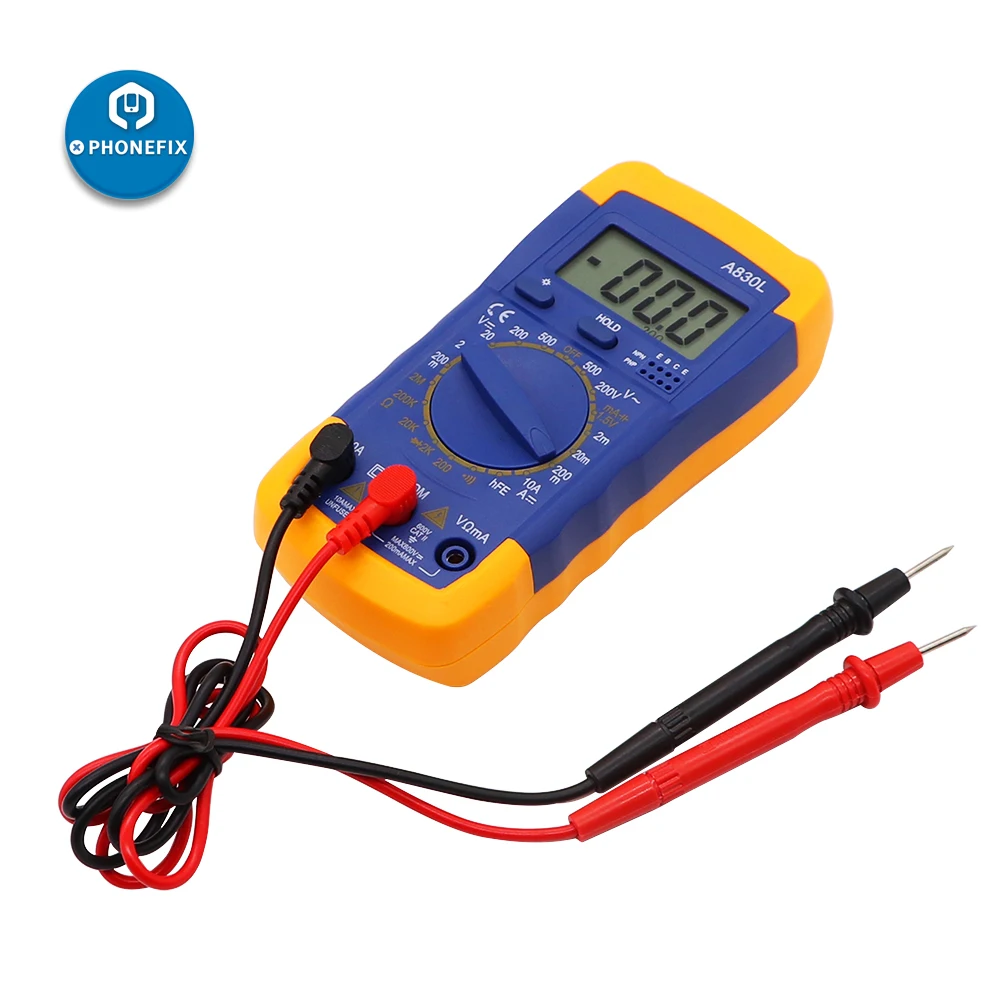 

A830L Digital LCD Multimeter Voltmeter Ammeter AC DC OHM Volt Current Tester for Mobile Phone Repair