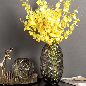 

Nordic Art Geometric Diamond Glass Vase Decoration Living Room Round Luxury Phnom Penh Transparent Hydroponic Flower Arrangement