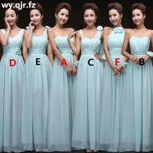 QNZL70Z# шифоновое длинное платье подружки невесты с v-образным вырезом на шнуровке фиолетового цвета шампанского, розового и синего цвета,, свадебное платье с цветами на заказ