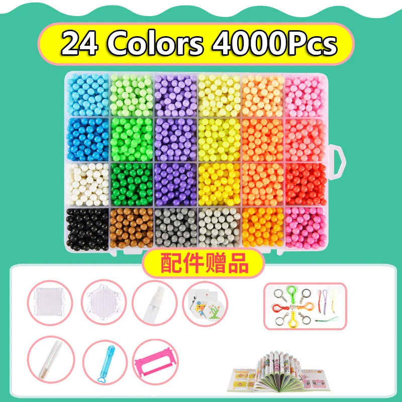 4000PCS Beads Set 30 Colors 13500pcs Water Beads Spray Magic Beads Kit Ball Beads Puzzle Game Fun DIY 3D Puzzle Educational Toys For Children Gift - Цвет: 4000PCS Beads Set