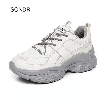 

Casual White Shoes Women Fashion Brand Ladies Chunky footware Thick Bottom Female zapatos de mujer Breathable Cross-tied Shoes