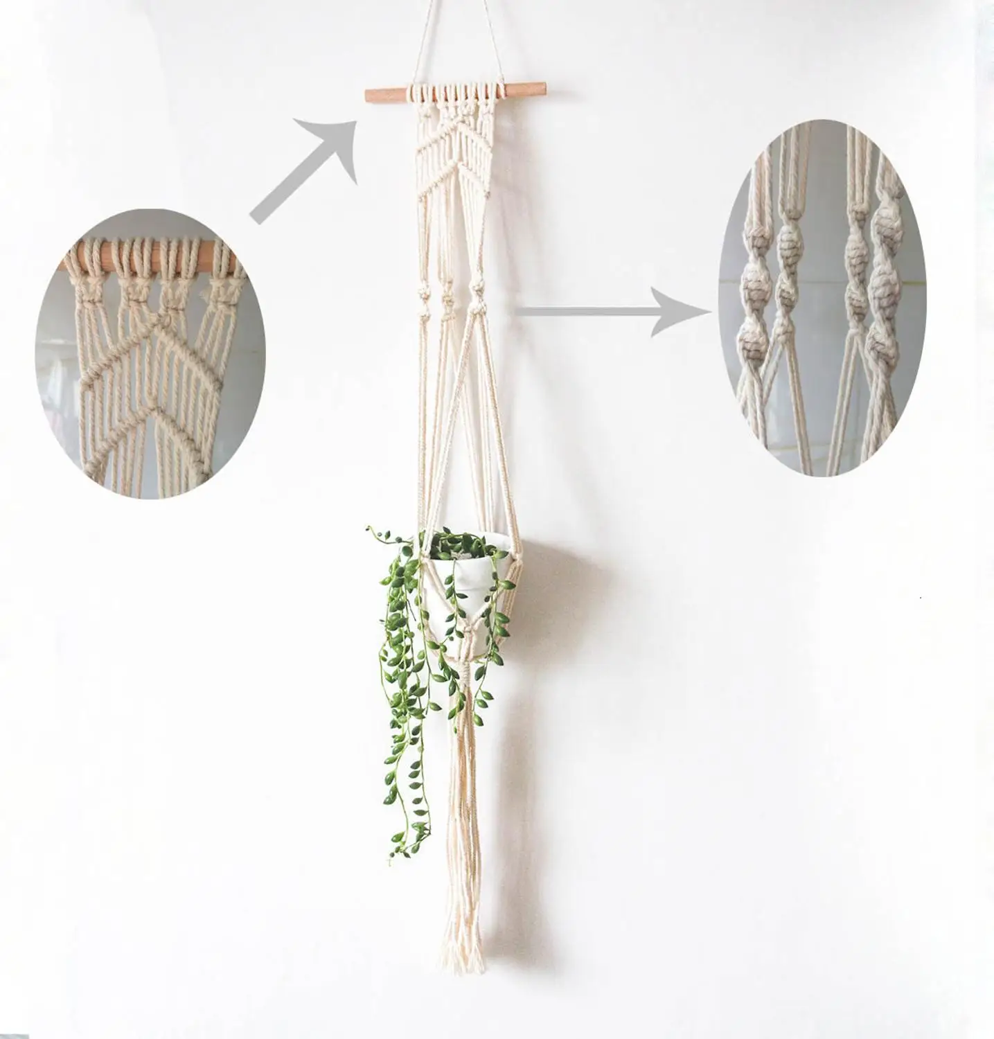 Macrame Plant Hanger Handmade macrame plant hanger plant holder pot hanger pot tray for Wall Decoration Balcony Flower