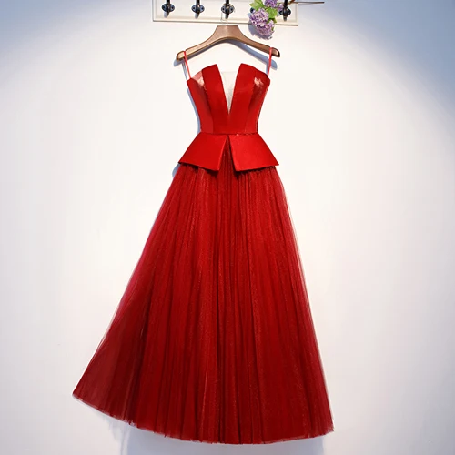 Халат De Soiree вечернее платье из тюля вечернее платье невесты для торжеств Элегантный длиной до пола вечерние платье для выпускного вечера - Цвет: Красный
