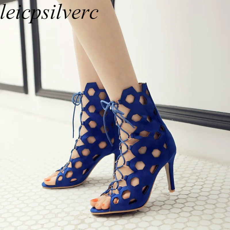 

Women's Sandals Europe and The United States Suede Hollow Feet Around Women High-heeled Sandals 2019 New Sexy Fashion Party