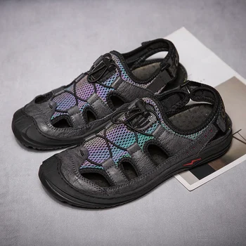 

2020 Hot Sale Sandals For Mens Rubber Bottom Man Trekking Sandals Designer Men Beach Outdoor Shoes Non-Slip Mens Leather Sandals