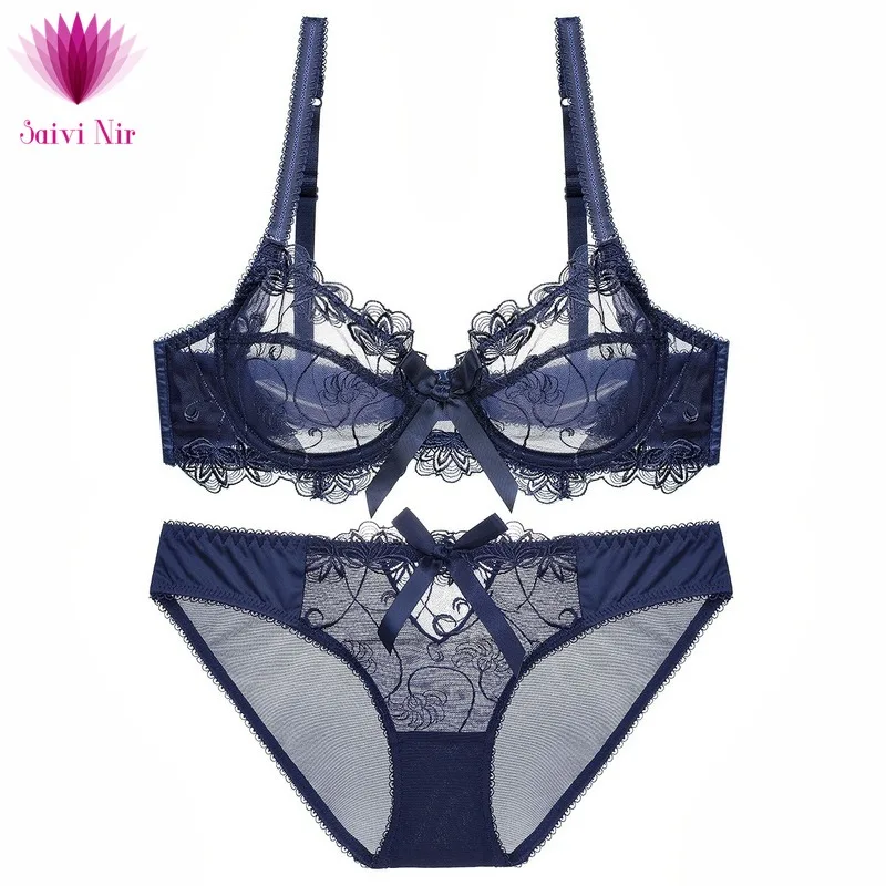 

Ultra-Thin Lace Sexy Mesh Transparent Bra Set See Through Bra and Panty Set Ultra Thin Bra Underwear Set Women Lace Bodysuit