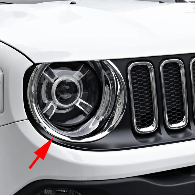 Für Jeep Renegade BU 2015-2018 Chrome Scheinwerfer Abdeckung Scheinwerfer  Ring Umgibt Zubehör