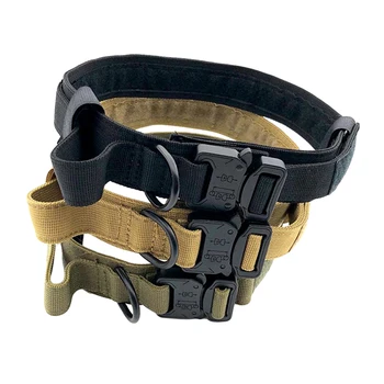

Dog Collar Adjustable Tactical Dog Collar Heavy Duty Metal Buckle With Control Handle For Dog Training