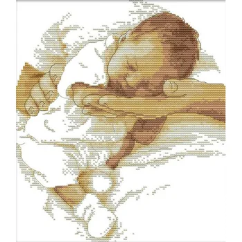 

5D Diy Diamond Embroidery Cross Stitch Sleeping baby in hands Full Square Diamond Mosaic Needlework Diamond Painting sweet home