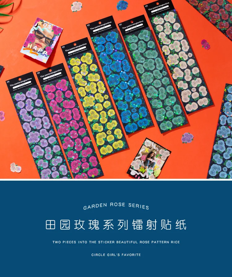 2 Sheets/lot Laser Bling Ribbon Scrapbook Stickers Confetti Decoration DIY Photo for Journal Diary Album Stationery