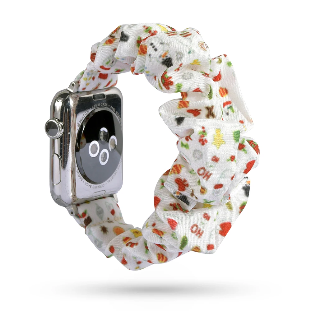 Резинка для волос, эластичный женский ремешок для часов Apple Watch, ремешок 38/40 мм, 42/44 мм, рождественский подарок, браслет с принтом, тканевые ленты, ремни - Цвет ремешка: 37