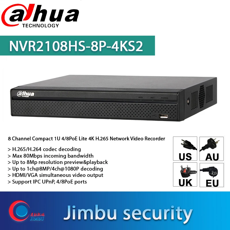 Dahua набор безопасности 4K cctv NVR2108HS 8P 4KS2 8CH 8POE и IPC HFW5431R Z 4 шт. ip камера POE ONVIF|Система