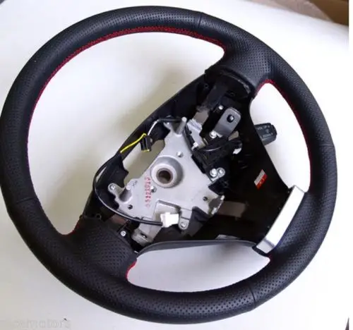 SmRKE чехол на руль для Hyundai Coupe сделай сам прошитый вручную черный кожаный с красной