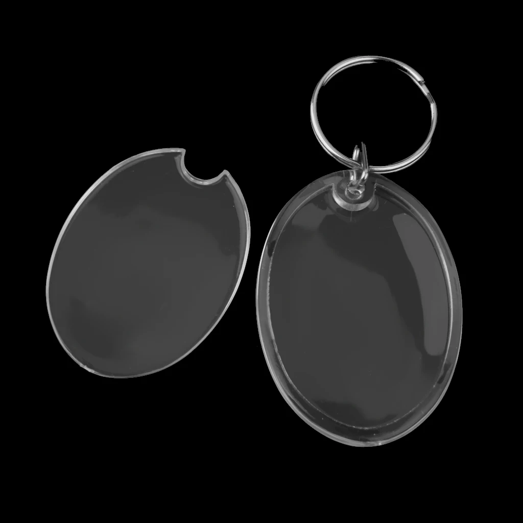 3.3x5cm Rectangle Blank Clear Photo Snap-in Keychain Pack of 10