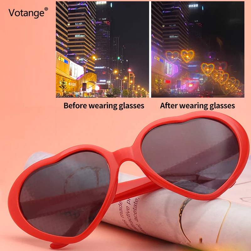 Любящее сердце Форма d эффекты очки солнцезащитные Для женщин часы свет