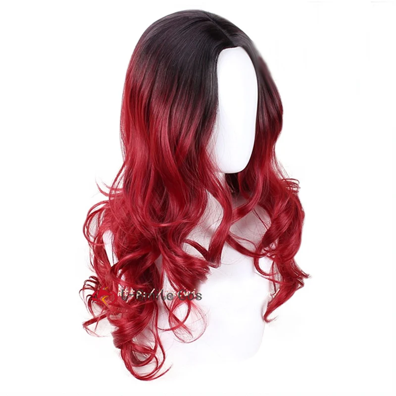 Gamora Wig Women Girl Long Wavy Red Black Ombre Movie Anime Hair Cosplay Halloween Wigs + Wig Cap holidays costumes