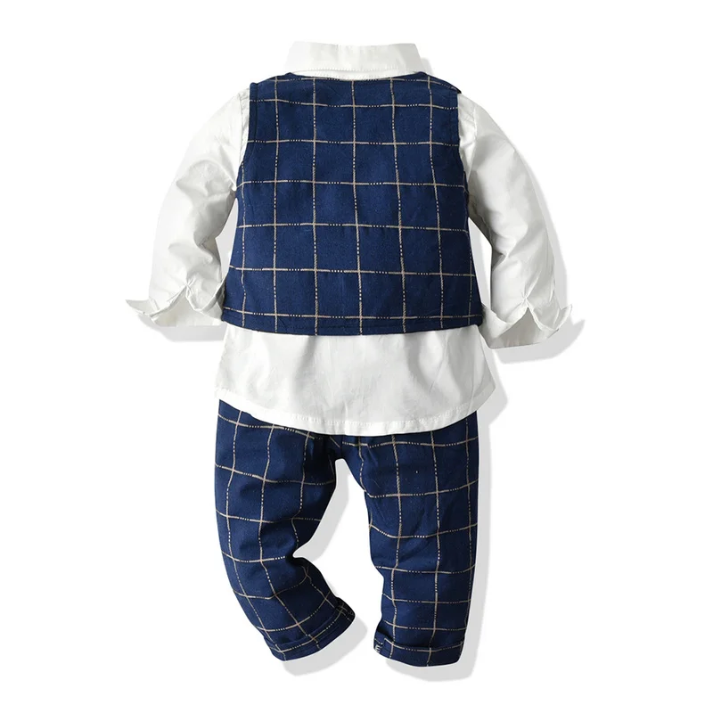Tem Doger/комплекты одежды для маленьких мальчиков, зимняя одежда для новорожденных мальчиков, повседневный костюм из 3 предметов: Рубашка с длинными рукавами+ жилет+ штаны