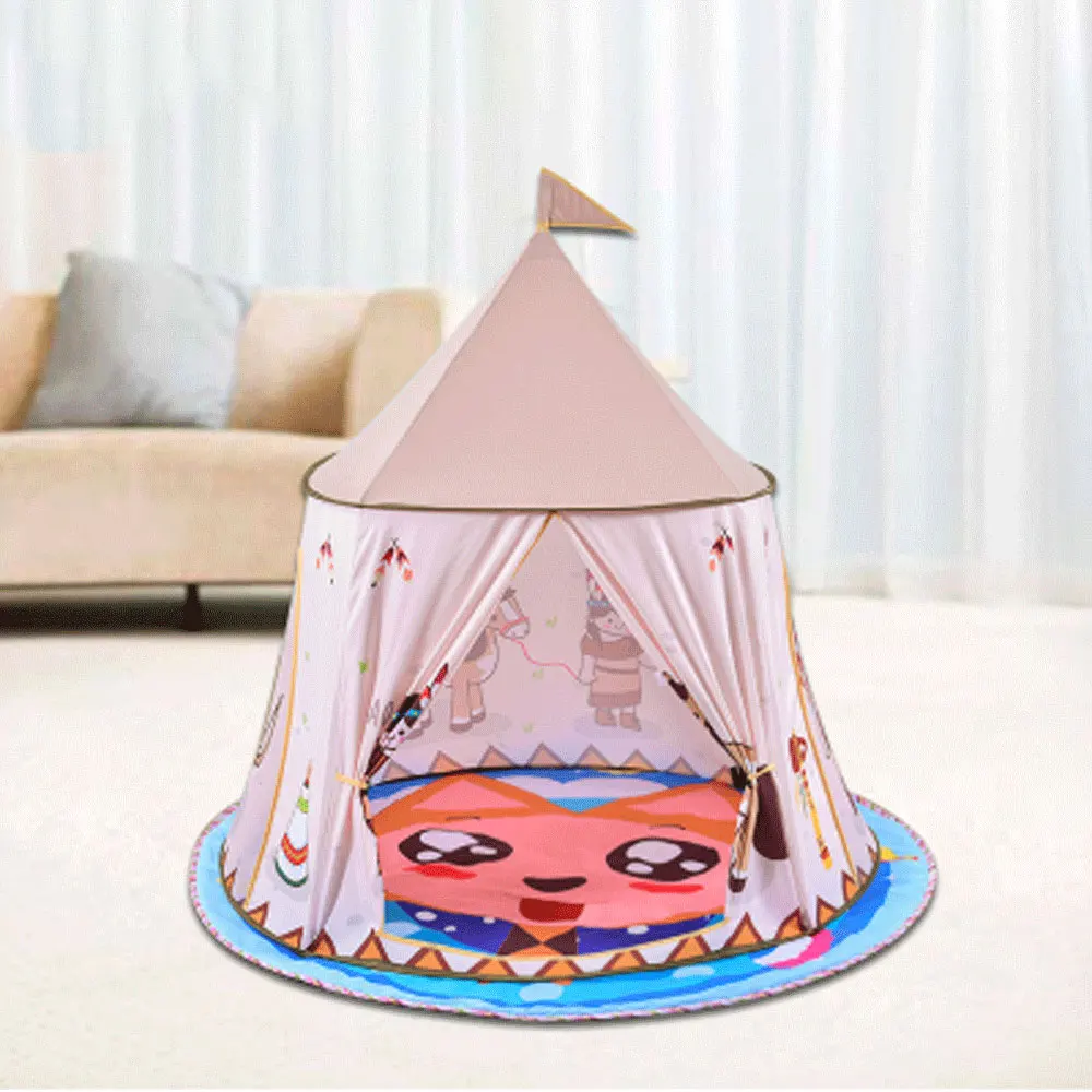 Tipi Infantil портативная детская палатка детский игровой домик Tipi сухой бассейн складной детская палатка мультфильм детский дом висячий флаг - Цвет: WJ0002B