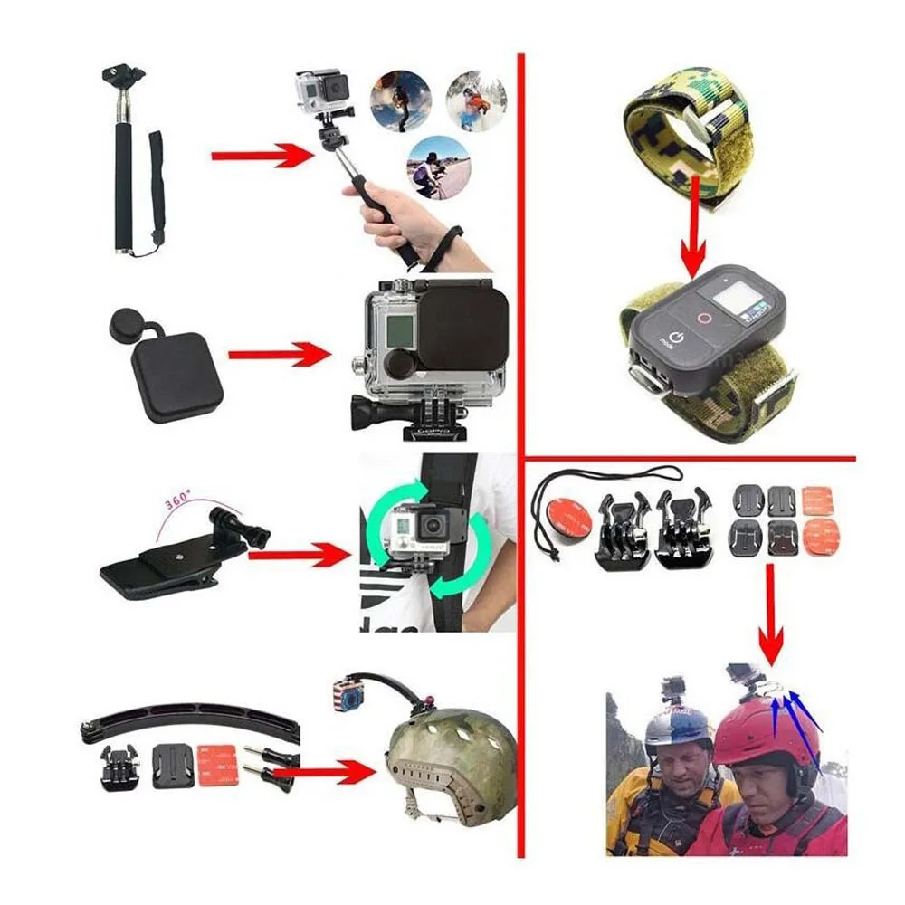 Набор аксессуаров GloryStar 49 in 1 для GoPro Hero4 3 + 2 Xiaomi SJCAM лыжный Цикл Туризм Спорт на