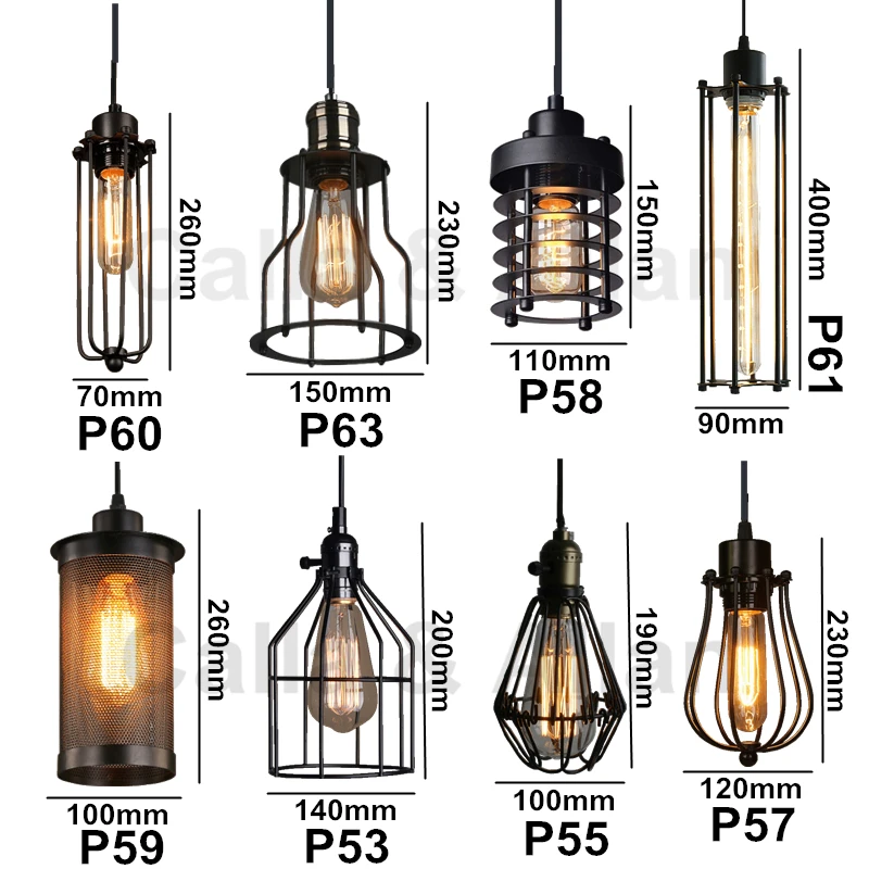 American vintage pendant lights iron black cage hanging bell pendant lamp E27 110V 220V For dinning room home decor planetarium