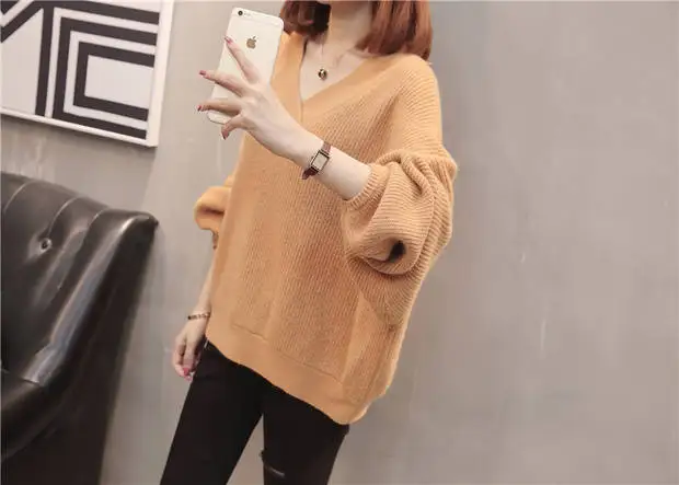 Пуловер, Blusas De Inverno Feminina, хлопок, половина 9307-8822, настоящая фотография, новинка, однотонный, v-образный вырез, летучая мышь, трикотаж, 52-1f, 5 рядов, 4 полки