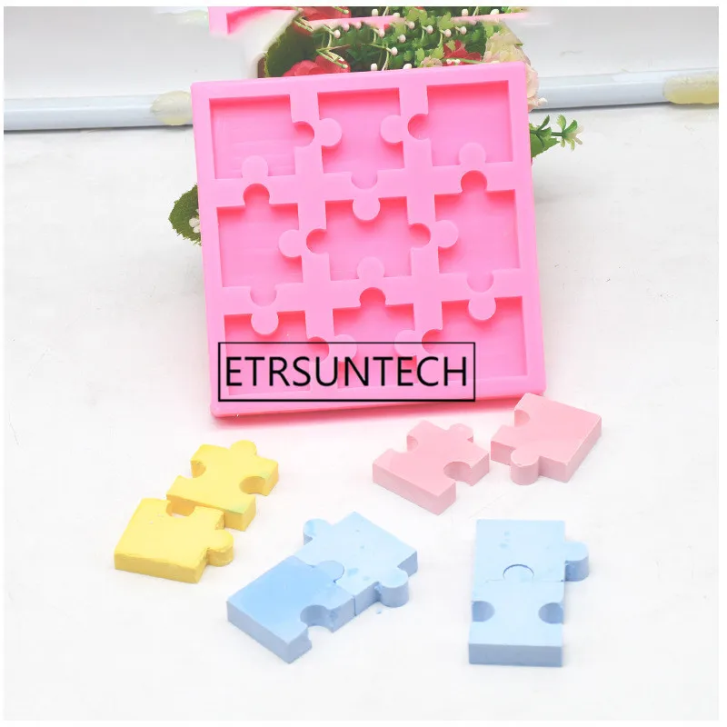 

50pcs Jigsaw Puzzle Fondant Cake Silicone Mold Aroma Plaster Gypsum Mould DIY Ice Cube Tray Molds Chocolate Cake Tools