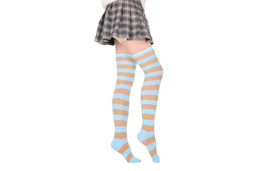 ankle socks women New Striped Stockings Cartoon Cute Uniform Socks Women Sexy Colorful Thigh High Nylon Long Studenr Cosplay Thick Over Knee Socks black ankle socks