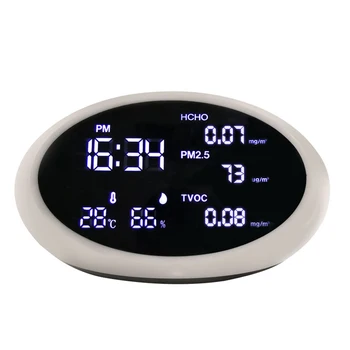 

5 in 1 Digital Formaldehyde Detector Air Quality Monitor Gas Tester Analyzer PM2.5/ HCHO/TVOC/Temperature/ Humidity Tester