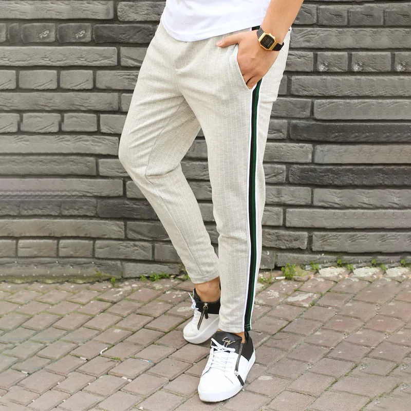 Jogger Уличная Повседневная Мужская брюки Модные мужские повседневные брюки брендовая мужская одежда рабочие брюки Брендовые брюки - Цвет: creamy-white