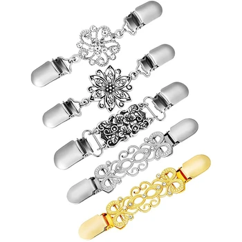 

5 Pieces Sweater Shawl Clips Set Retro Cardigan Collar Clips Antique Flowers Dresses Shawl Clip For Women Girls, Style Set 5