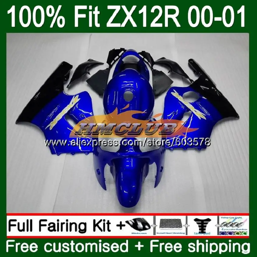 No. 1 Подходит для литья под давлением для KAWASAKI ZX 1200 1200CC ZX12R 00 01 112CL. 9, цвет: синий, ZX1200 ZX 12 R 12R ZX-12R 2000 2001 обтекатель oem - Цвет: No. 1