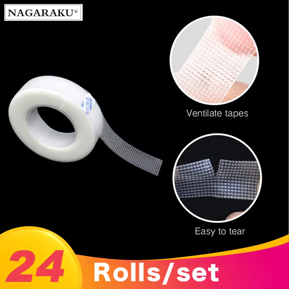 NAGARAKU 24 рулона/Набор для наращивания ресниц, макияж, дышащая, легко рвущаяся микропорная медицинская лента, профессиональная лента для ресниц