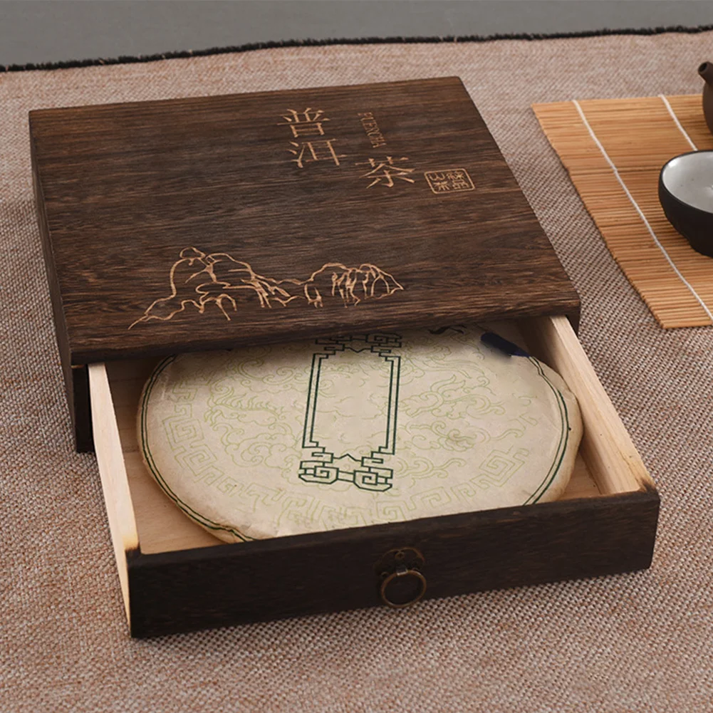 

Storage Organizer Jewelry Elegant Portable Tea Box Square Accessories Canister Gift Flip Cover Herbs Vintage Wooden Package