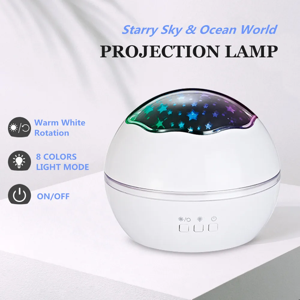 

USB Power Starry Sky Star Ocean World Night Light LED Projector Spin Master Romantic Rotating Children Kids Baby Sleep